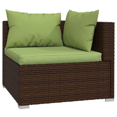 vidaXL 6 Piece Garden Lounge Set with Cushions Poly Rattan Brown