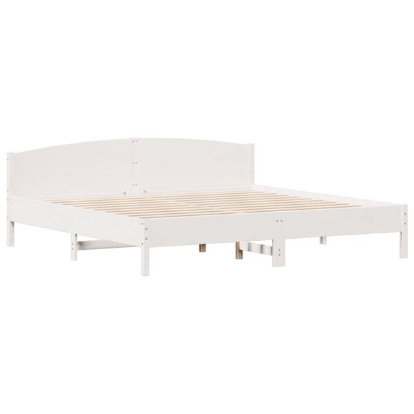 vidaXL Bed Frame without Mattress White 180x200 cm Super King Solid Wood Pine