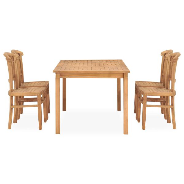 vidaXL 5 Piece Garden Dining Set Solid Teak Wood