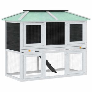 vidaXL Animal Rabbit Cage Double Floor Wood