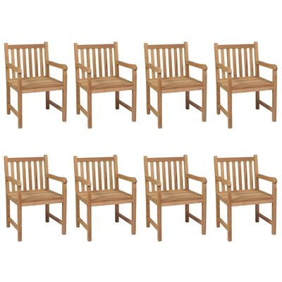 vidaXL Garden Chairs 8 pcs with Black Cushions Solid Teak Wood
