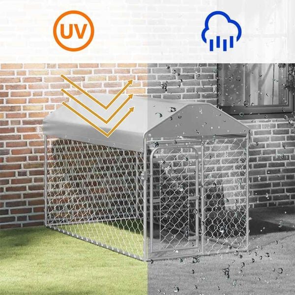 vidaXL Outdoor Dog Kennel with Roof 200x100x125 cm