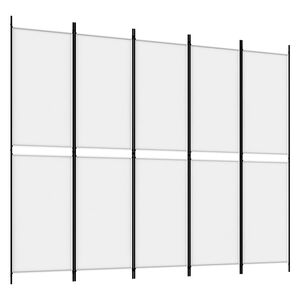 vidaXL 5-Panel Room Divider White 250x200 cm Fabric