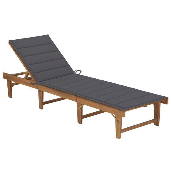 vidaXL Folding Sun Lounger with Cushion Solid Wood Acacia