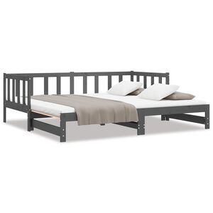 vidaXL Day Bed | Grey | Solid Pinewood | 2x