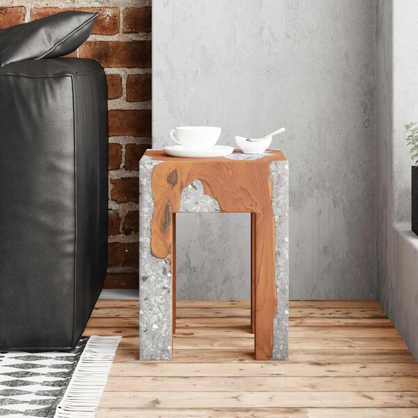 vidaXL Stool Solid Teak Wood and Resin