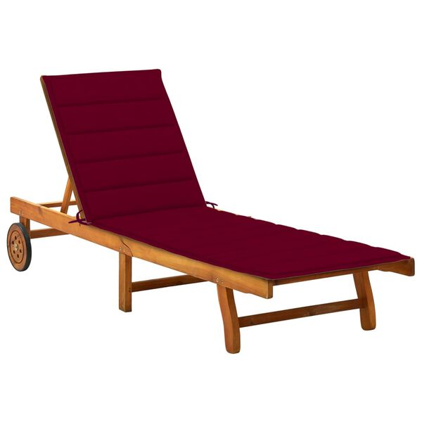 vidaXL Garden Sun Lounger with Cushion Solid Acacia Wood