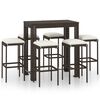 vidaXL 7 Piece Garden Bar Set with Cushions Poly Rattan Brown