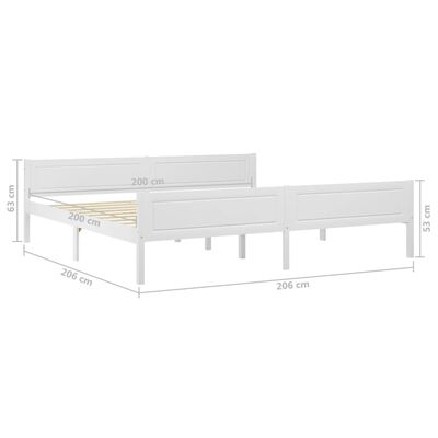 vidaXL Bed Frame without Mattress Solid Pinewood White 200x200 cm