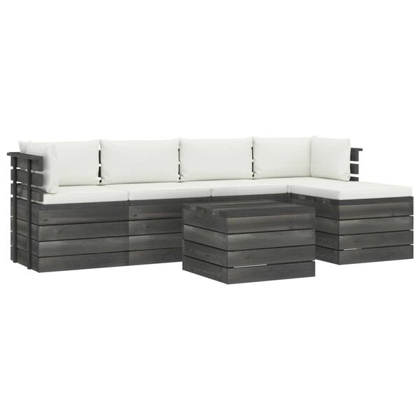 vidaXL 6 Piece Garden Pallet Lounge Set with Cushions Solid Pinewood