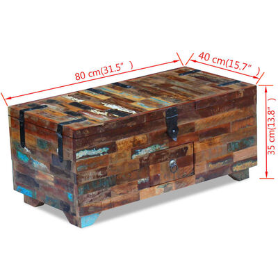 vidaXL Coffee Table Box Chest Solid Reclaimed Wood 80x40x35 cm
