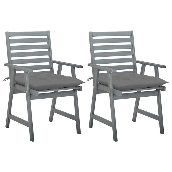 vidaXL Outdoor Dining Chairs with Cushions 2 pcs Solid Acacia Wood