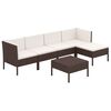 vidaXL 6 Piece Garden Lounge Set with Cushions Poly Rattan Brown