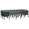 vidaXL 8 Piece Garden Lounge Set Black and Grey Poly Rattan