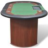 vidaXL 10-Player Poker Table with Dealer Area and Chip Tray Green