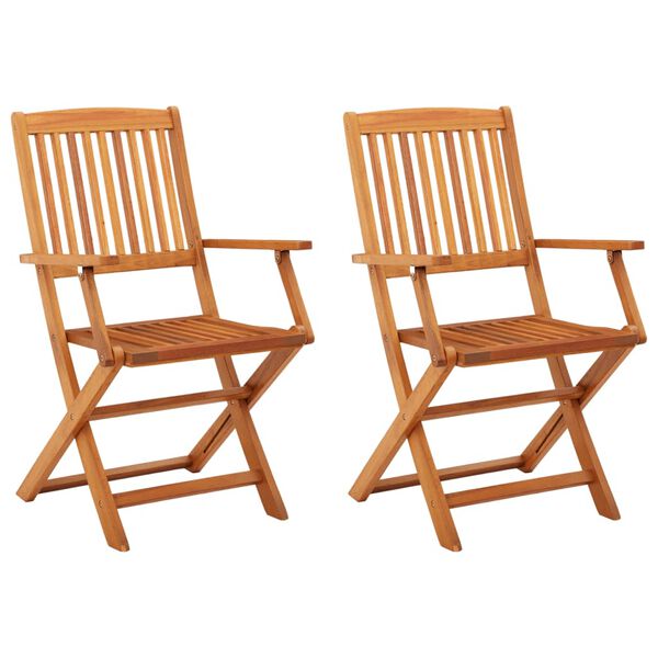 vidaXL Folding Garden Chairs 2 pcs Solid Eucalyptus Wood