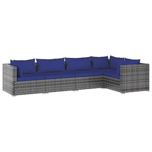 vidaXL Garden Lounge Set | Grey | PE rattan, powder-coated steel, plastic