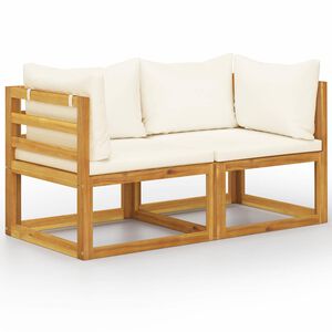 vidaXL 2-seater Garden Bench with Cream White Cushions