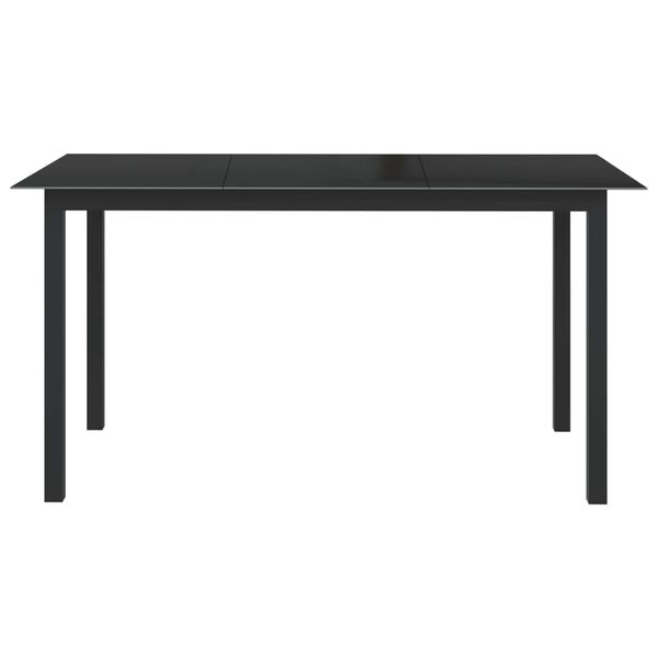 vidaXL Garden Table Black 150x90x74 cm Aluminium and Glass