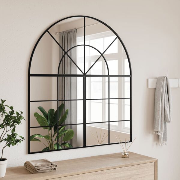 vidaXL Wall Mirror Black 100x50 cm Arch Iron