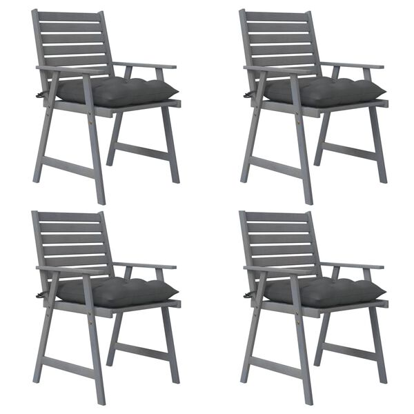 vidaXL Outdoor Dining Chairs with Cushions 4 pcs Solid Wood Acacia