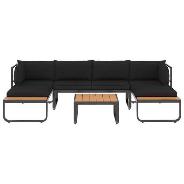 vidaXL 4 Piece Garden Corner Sofa Set with Cushions Aluminium and WPC