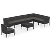 vidaXL 9 Piece Garden Lounge Set with Cushions Poly Rattan Black