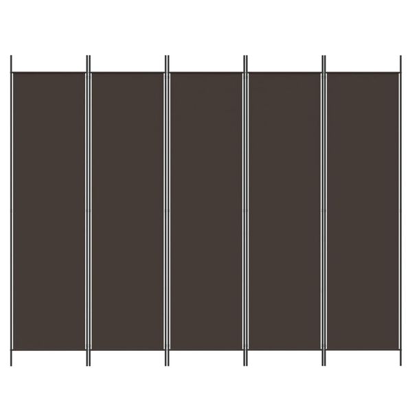 vidaXL 5-Panel Room Divider Brown 250x200 cm Fabric