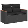 vidaXL Garden Sofa with Cushions 2-Seater Black Poly Rattan