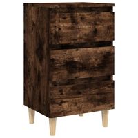 vidaXL Bed Cabinet with Solid Wood Legs Smoked Oak 40x35x69 cm