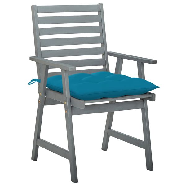 vidaXL Outdoor Dining Chairs with Cushions 3 pcs Solid Acacia Wood