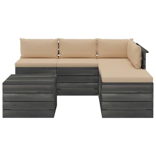 vidaXL 6 Piece Garden Pallet Lounge Set with Cushions Pinewood