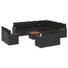 vidaXL 13 Piece Garden Sofa Set with Cushions Black Poly Rattan
