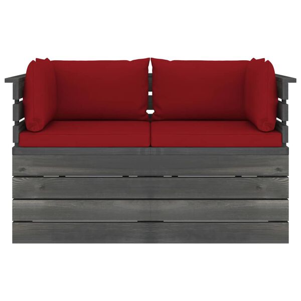 vidaXL Garden 2-Seater Pallet Sofa with Cushions Solid Pinewood