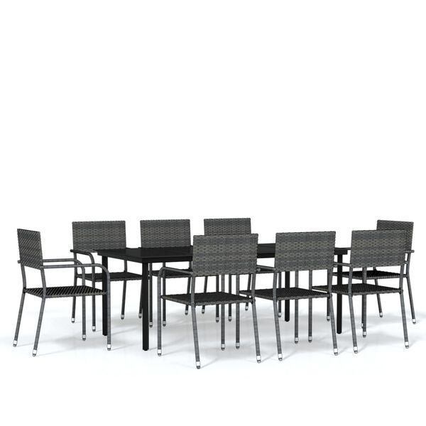 vidaXL 9 Piece Garden Dining Set Grey