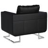 vidaXL Cube Armchair with Chrome Feet Black Faux Leather