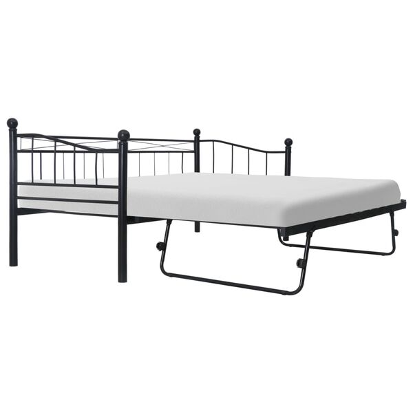 vidaXL Bed Frame without Mattress Black Steel 180x200/90x200 cm