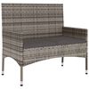 vidaXL 2-Seater Garden Bench with Cushions Grey Poly Rattan