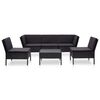 vidaXL 6 Piece Garden Lounge Set with Cushions Poly Rattan Black