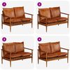 vidaXL 2-Seater Sofa Real Leather with Acacia Wood Brown