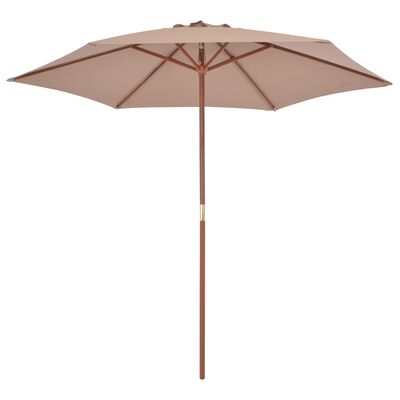 vidaXL Outdoor Parasol with Wooden Pole 270 cm Taupe