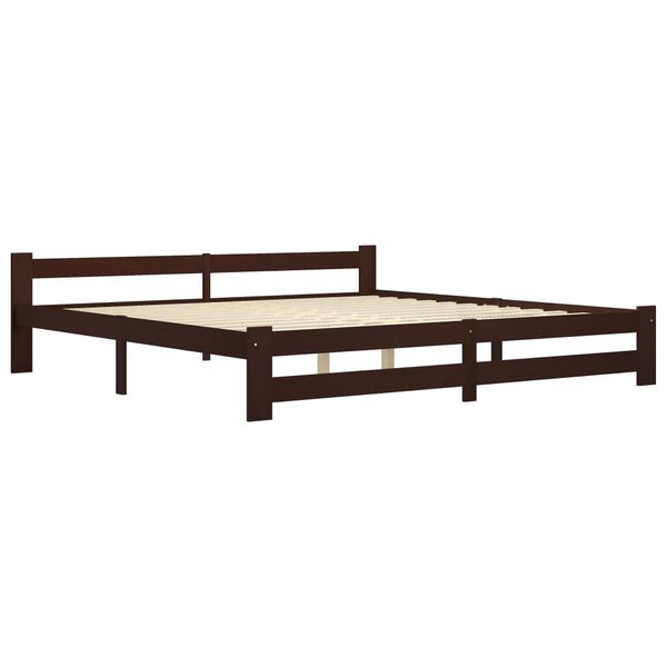 vidaXL Bed Frame without Mattress Dark Brown Solid Pine Wood 200x200 cm