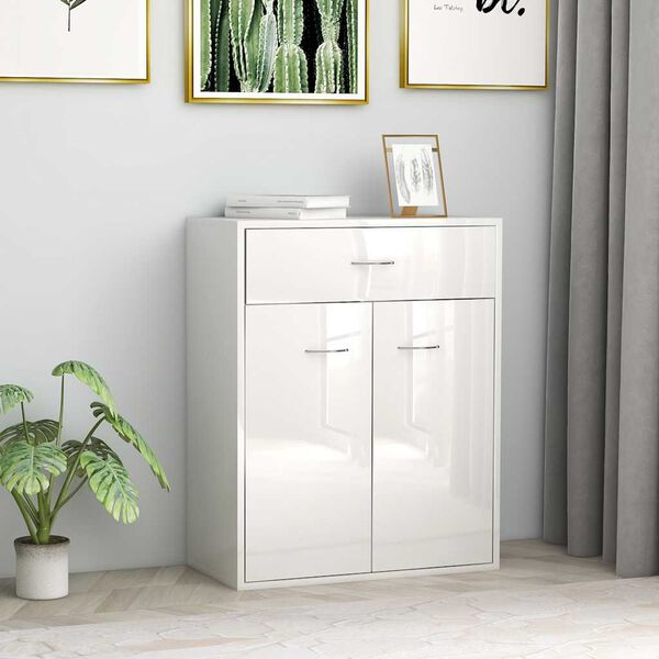vidaXL Sideboard High Gloss White 60x30x75 cm Engineered Wood