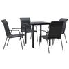 vidaXL 5 Piece Garden Dining Set Black Steel and Textilene