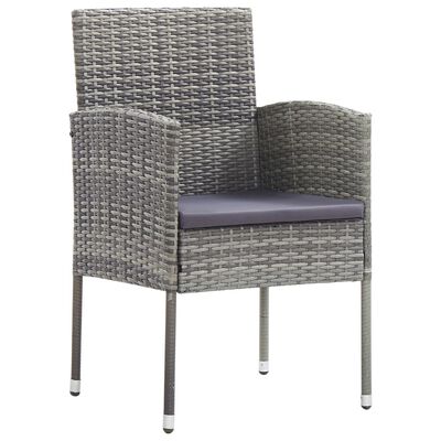 vidaXL Garden Chairs with Dark Grey Cushions 2 pcs Grey Poly Rattan