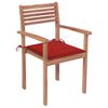 vidaXL Garden Chairs 4 pcs with Red Cushions Solid Teak Wood