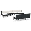 vidaXL 10 Piece Garden Lounge Set with Cushions Poly Rattan Black