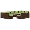 vidaXL 9 Piece Garden Lounge Set with Cushions Brown Poly Rattan