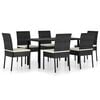 vidaXL 7 Piece Garden Dining Set Poly Rattan Black