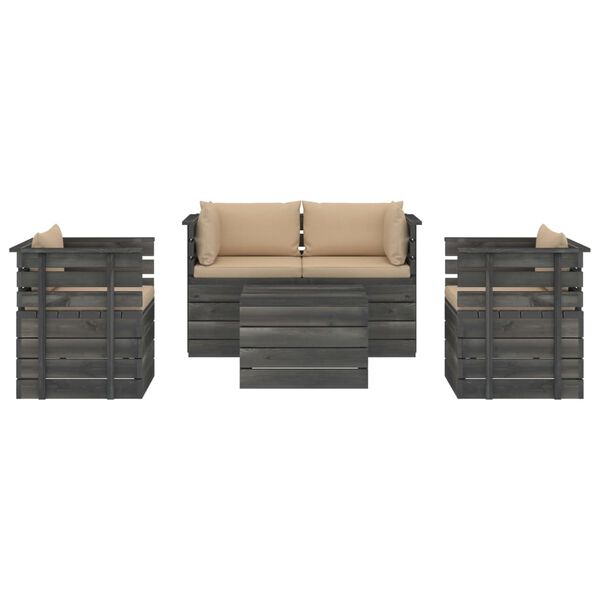 vidaXL 5 Piece Garden Pallet Lounge Set with Cushions Solid Pinewood